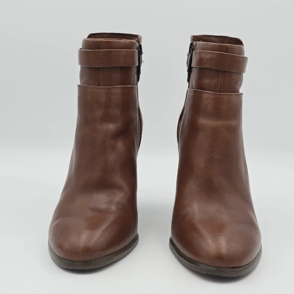 Like-New Vince Camuto Faythe Layered Heeled Ankle Booties, Brown, Women's 7.5M - Picture 3 of 16